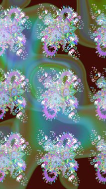 Yeşil ve mavi lale çiçekli Raster eskiz deseni. Doğal kozmetik ürünleri, parfüm, çiçekçi dükkanı için bahar ihalesi tasarımı. Paket kağıdı için en iyisi. Karşılama ya da düğün geçmişi olarak kullanılabilir.