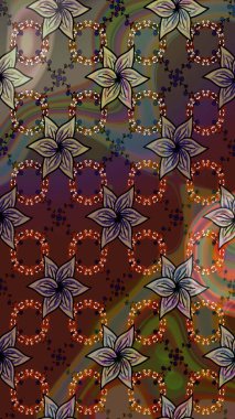 Düz Çiçek Elementleri Tasarımı. Çiçeksel fantezi tasarımı ve parlak bir arka plan çizimi. Renkli Bahar Teması çizim şablonu.