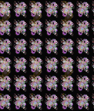 Modern çiçek arkaplanı. Halk tarzı. Moda baskıları için zarif bir şablon. Parlak renkli çiçekleri olan ve siyah ve nötr renklerde yaprakları olan inanılmaz bir çiçek deseni..