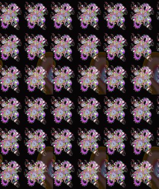 Süslü kumaş deseni. Raster illüstrasyonundaki çiçek desenli çizim. Düz Çiçek Elementleri Tasarımı. Renkli Bahar Teması çizim şablonu.