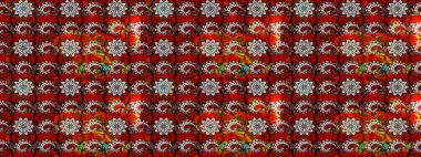 Çiçeksel çizim kalıbının yansıması. Vadinin çiçekleri kırmızı ve kahverengi renklerde.