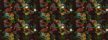 Renkli Yaz Temalı eskiz kalıbı. Raster illüstrasyonundaki çiçek desenli çizim. Gri ve kahverengi renkli çiçekler. Düz Çiçek Elementleri Tasarımı.