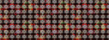 Renkli Bahar Teması eskiz kalıbı. Çiçek desenli eskiz, yaz çiçekleri. Siyah ve kahverengi renkte çiçekler. Düz Çiçek Elementleri Tasarımı.