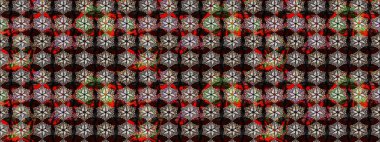 Renkli Bahar Teması eskiz kalıbı. Çiçek desenli eskiz, yaz çiçekleri. Siyah ve kahverengi renkte çiçekler. Düz Çiçek Elementleri Tasarımı.