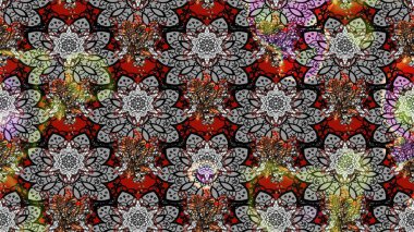 Güzel kumaş deseni. Renkli Yaz Temalı eskiz kalıbı. Düz Çiçek Elementleri Tasarımı. Raster illüstrasyonunda çiçek deseni çizimi.