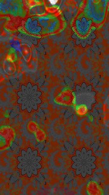 Çiçekler, dallar, bitkiler ve çiçekler. Raster illüstrasyonu. Güzel kumaş deseni. El çizimi.