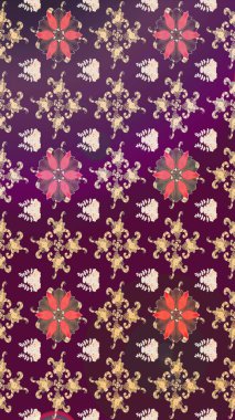 Raster flat flowers sketch pattern. Design gift wrapping paper, greeting cards, posters and banner design. Flowers on purple and beige colors.