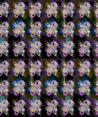 Eskiz geçmişi. Tomurcukları papatya çiçekleri olan sevimli bir çiçek deseni. Raster illüstrasyonu. Kumaş, tekstil, duvar kağıdı baskısı için. Eski usul. Miles Fleur, dandik süs.