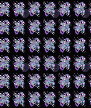 Raster illüstrasyonu. Çizim çiçek deseni duvar kâğıdı olarak kullanılabilir. Siyah ve mavi renkte çiçekler.