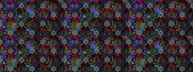 Düz Çiçek Elementleri Tasarımı. Renkli Bahar Teması eskiz kalıbı. Parlak arkaplan eskiz desenli çiçekli fantezi tasarımı.