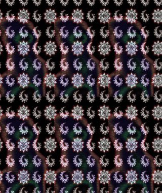 Yumuşak, bahar çiçekleri siyah ve gri renklerde. Patlayan çiçekler soyut olarak yerleştirilmiş. Raster deseni. Raster illüstrasyonu.