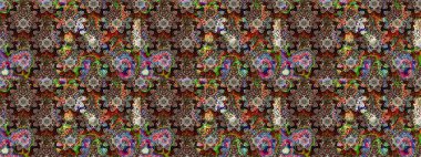 Kahverengi ve siyah renkli çiçekler. Küçük çiçekte sevimli çiçek deseni var..