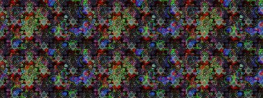 Raster Çiçek İllüstrasyonu güzel tekstil. Siyah ve kahverengi renkli etnik çiçeklerle zarif bir eskiz deseni..