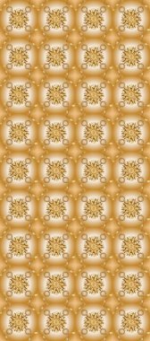 Damask altın soyut çiçek bej ve turuncu renklerde pürüzsüz desen. Raster illüstrasyonu. Süsleme.
