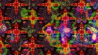 Kahverengi renklerde bahar çiçekleri. Çiçek ve yapraklı karalama şeklinde Raster çiçek deseni. Raster illüstrasyonu.