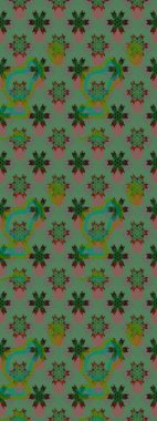 Kıvırcık, parlak örgü. Güzel, parlak, pürüzsüz kumaş, tuval. Çiçek çelengi. Desen, çizim, çiçek sınırı. Raster illüstrasyonu. Klasik eski arkaplan.