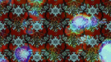 Raster illüstrasyonu. Robot resim. Şirin çiçek elementleri. Kahverengi, mavi ve kırmızı renkte çiçekler.