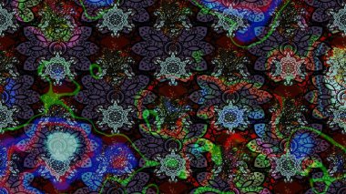 Raster illüstrasyonu. Siyah ve kahverengi renkte çiçekler. Çiçek desenli eskiz, vuruşlar, sıçramalar, yaz çiçekleri..