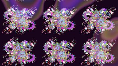 Raster illüstrasyonundaki çiçek desenli çizim. Suluboya tarzında siyah ve mor renkli çiçekler.