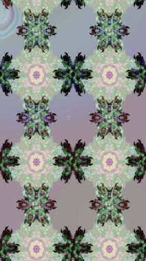 Kumaş desenli papatya çiçeği detayı. Gri ve nötr renkte çiçekler.