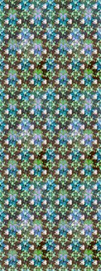 Raster deseni. Bahar çiçekleri dallı desen, kahverengi ve çiçek siluetiyle yeşil renkler.