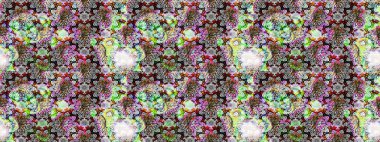 Raster Güzel kumaş deseni. Raster suluboya çiçek deseni, narin çiçekler, gri ve nötr çiçekler, tebrik kartı şablonu.