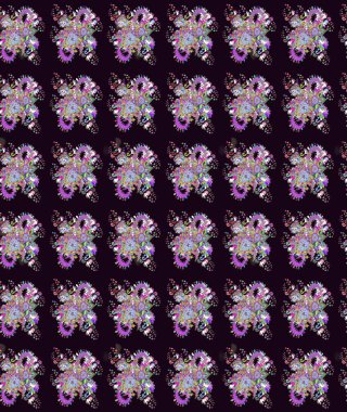Nakış desenli çiçek deseni. Parmak izi, kumaş, duvar kâğıdı, tekstil için raster dokusu. Renkli grunge soyut arkaplanı coloblack ve nötr çiçeklerle zenginleştirir.