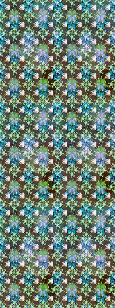 Raster deseni. Bahar çiçekleri dallı desen, kahverengi ve çiçek siluetiyle yeşil renkler.