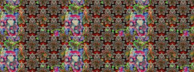 Arkaplan dokusu, duvar kağıdı, gri ve nötr renklerde çiçek teması. Soyut etnik raster çizim kalıbı. Kabile sanatı boho baskısı, klasik çiçek arkaplanı.