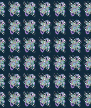 Beautiful watercolor Bouquet of summer flowers sketch pattern. Nice fabric pattern.