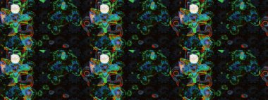 Çiçekli karalama şeklinde Raster çiçek deseni. Raster illüstrasyonu. Nazik, yaz çiçekleri siyah ve gri renklerde.