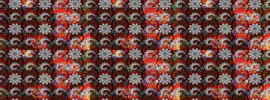 Çiçek desenli raster, gri ve kahverengi çizgi grafik desenli soyut raster arkaplan. Modern stil dokusu.