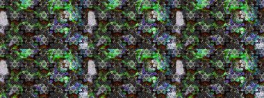 Sketch floral pattern with doodles flowers on gray and black colors. Raster illustration.