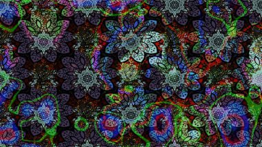 Raster Çiçek İllüstrasyonu güzel tekstil. Siyah ve mavi renkli etnik çiçeklerle zarif bir eskiz deseni..