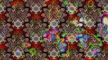 Düz Çiçek Elementleri Tasarımı. Renkli Bahar Teması eskiz kalıbı. Çocuk stili. Çiçekli çizim raster arkaplanı.