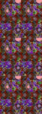 Renkli Bahar Teması eskiz kalıbı. Raster illüstrasyonundaki çiçek desenli çizim. Kahverengi ve kırmızı renkte çiçekler. Düz Çiçek Elementleri Tasarımı.