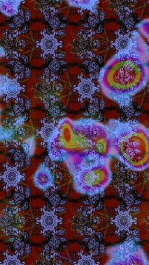 Çiçek desenli eskiz. Kahverengi ve mor renkli çiçekler. Tişört baskısı için çiçek boyama rasteriName.