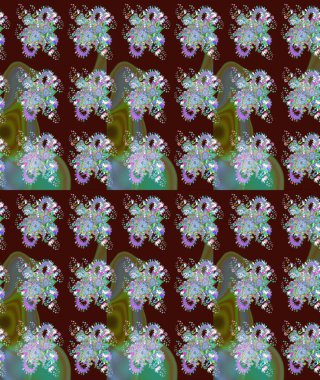 Çiçekli çiçek deseni, suluboya. Süslü kumaş deseni. Raster deseni.