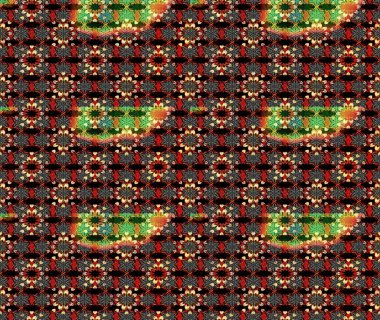 Raster illüstrasyonu. Tropik çiçek desenleri. Siyah ve kırmızı renkte çiçekler.