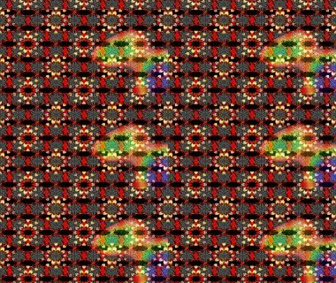 Raster illüstrasyonundaki çiçek desenli çizim. Siyah ve kırmızı renkte çiçekler.