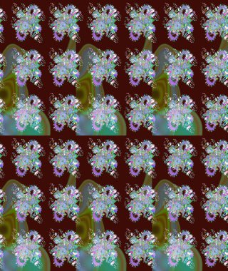 Çiçekli çiçek deseni, suluboya. Süslü kumaş deseni. Raster deseni.