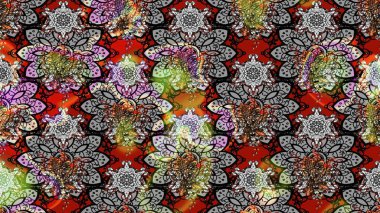 Cute Floral pattern in the small flower. Raster illustration. Flowers on gray and black colors.