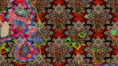 Düz Çiçek Elementleri Tasarımı. Raster illüstrasyonundaki çiçek desenli çizim. Süslü kumaş deseni. Renkli Bahar Teması çizim şablonu.