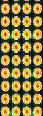 Sarı ve gri renklerde. Çiçek buketleriyle klasik bir eskiz şekli. Raster illüstrasyonu.