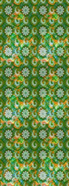 Taslak dekoratif arka plan, çiçek mandala. Çiçek. Yeşil ve nötr renklerde. Raster illüstrasyonu.