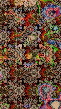 Taslak desenli, modaya uygun kumaş deseni. Renkli Bahar Teması eskiz kalıbı. Şirin çiçek elementleri. Raster illüstrasyonu. Düz Çiçek Elementleri Tasarımı.