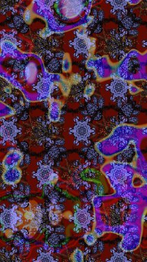 Çiçek izi. Kahverengi ve mor renkli çiçekler suluboya tarzında. Suluboya çizim deseni.