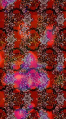 Kahverengi ve kırmızı renkte çiçekler. Çizim çiçek deseni duvar kâğıdı olarak kullanılabilir. Raster illüstrasyonu.