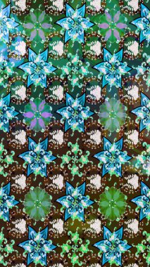 Kıvırcık, parlak örgü. Raster illüstrasyonu. Çiçek çelengi. Eski moda arka plan. Desen, çizim, çiçek sınırı. Güzel, pürüzsüz kumaş, tuval..