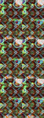 Arkaplan dokusu, duvar kağıdı, yeşil ve kahverengi renkli çiçek teması. Kabile sanatı boho baskısı, klasik çiçek arkaplanı. Soyut etnik raster çizim kalıbı.